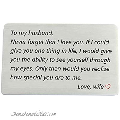 Anniversary Gifts for Husband from Wife Engraved Wallet Insert Card Wedding Gift for Men Birthday Card Deployment Gifts for Him
