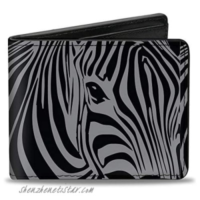 Buckle-Down PU Bifold Wallet - Zebra Head Black/Gray