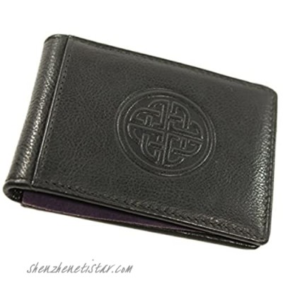Celtic Wallet & Money Clip Irish Knot Black Leather Made in Ireland