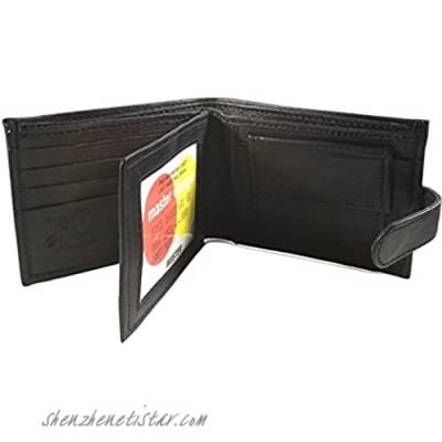 Dangerous Threads Genuine Black Leather Snap Close Bifold Wallet with Coin Purse #791