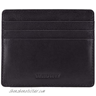 DiLoro Ultra Slim Minimalist Mens Leather Travel Card Wallet Black Nappa
