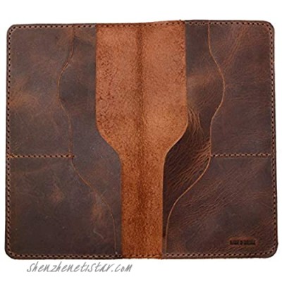 Hide & Drink Leather Large Wallet Holds Up to 8 Cards Plus Flat Bills Cash Organizer Travel Handmade - Bourbon Brown
