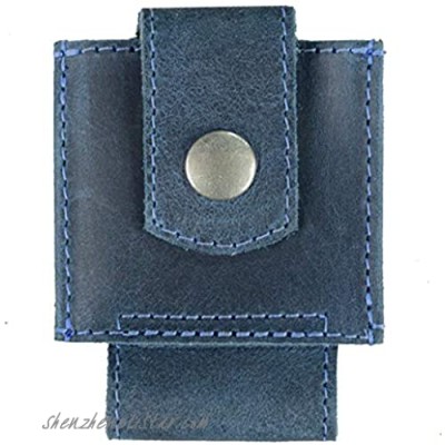 Hide & Drink Leather Sliding Card Holder Holds Up to 4 Cards Plus Folded Bills Front Pocket Wallet Accessories Handmade :: Slate Blue