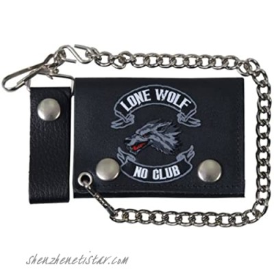 Hot Leathers (WLB1007 Black 4" Lone Wolf Tri-Fold Wallet