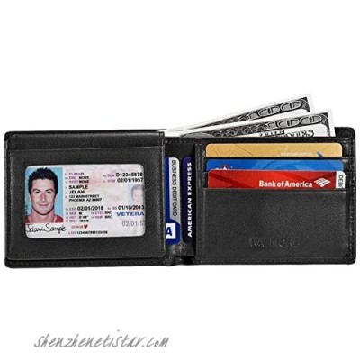 KALMORE Men's RFID Blocking Extra Slim Multi-Card Wallet Full-Grain Leather Black One Size