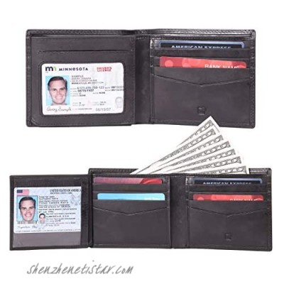 RFID blocking Bifold wallet for men full grain genuine cowhide soft VT leather