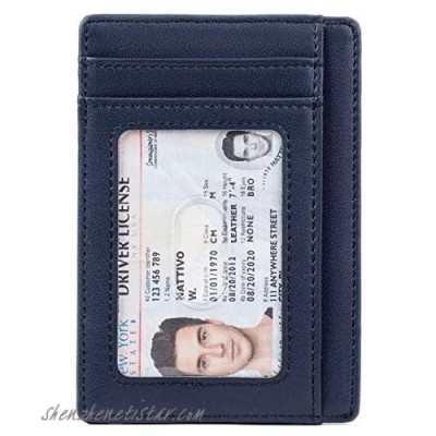 Truemen Slim RFID Wallets for Men: Thin Front Pocket Minimalist Leather Wallet