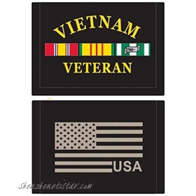 VIETNAM WALLET - VIETNAM VETERAN Services USA Flag - Embroidered Logo Heavy Duty Trifold Nylon Wallet - 3.5" x 5"
