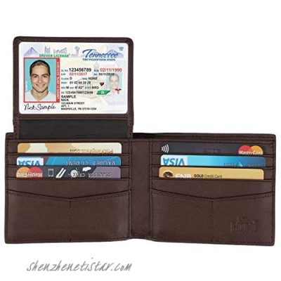 Wallet for Men-Genuine Leather RFID Blocking Bifold Stylish Wallet With 2 ID Window (Cross Brown)